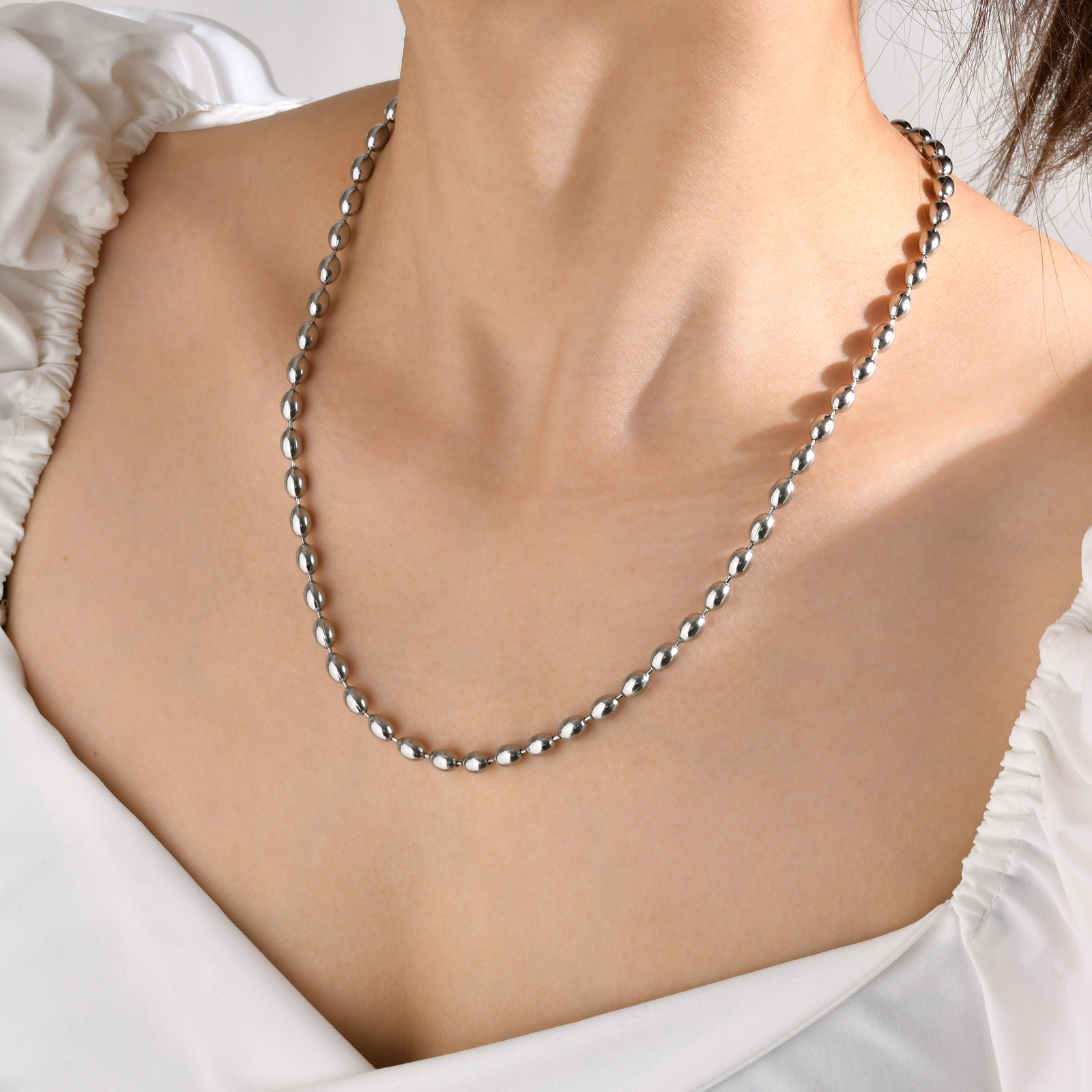 Fashion Solid Color Stainless Steel Necklace 1 Piece