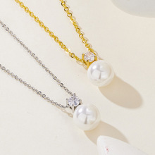 韩版新款王妃四爪镶钻珍珠吊坠项链  时尚百搭项坠饰品礼物送女友