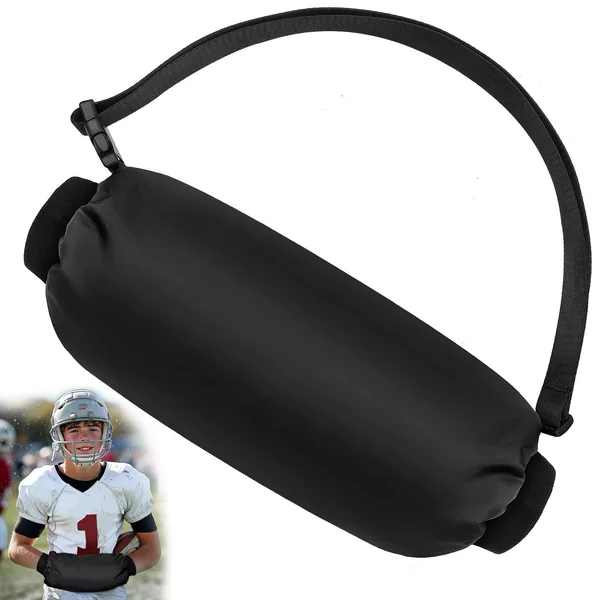 Football Hand Warmer Bag, Black Football Hand Warmer Bag, Hand Warmer Bag with Zipper Pocket and Adjustable Strap