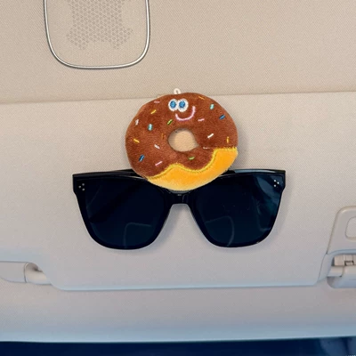 Interior Use, Sunglasses Storage Clip, Car Glasses Clip/Bill Clip - single-beige-glasses-clip-chocolate-donut