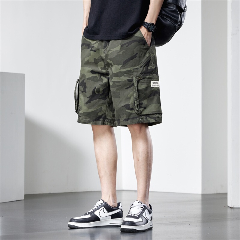 American-Style Heavyweight Army Green Camouflage Workwear Casual Shorts for Men, Summer Loose Fit, Large Size, Versatile Five-Point Mid-Length Pants American-Style Heavyweight Army Green Camouflage Workwear Casual Shorts for Men, Summer Loose Fit, Large Size, Versatile Five-Point Mid-Length Pants