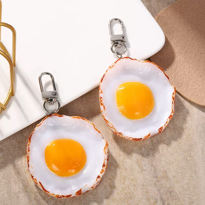西式早餐模型玩具创意荷包蛋钥匙扣配件仿真食物摆件摄影道具批发