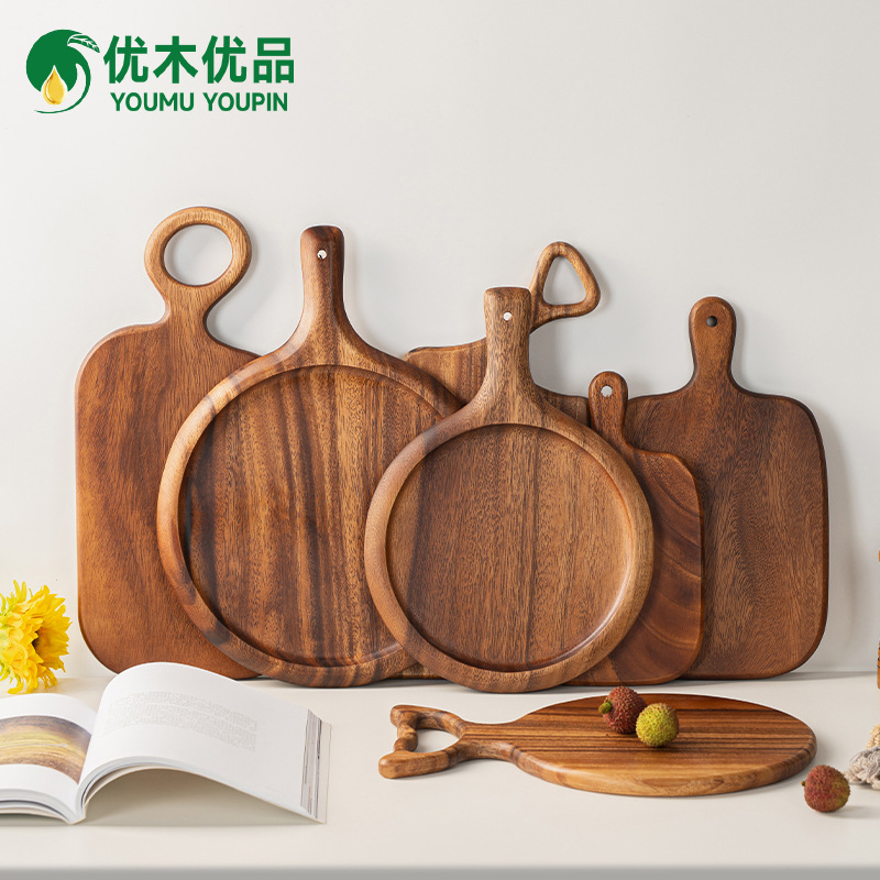 Wooden Dinner Plate Pizza Bread Board Western Food Wooden Tray Square Solid Wood Steak Steak Wooden Plate Dinner Plate Cake Deli