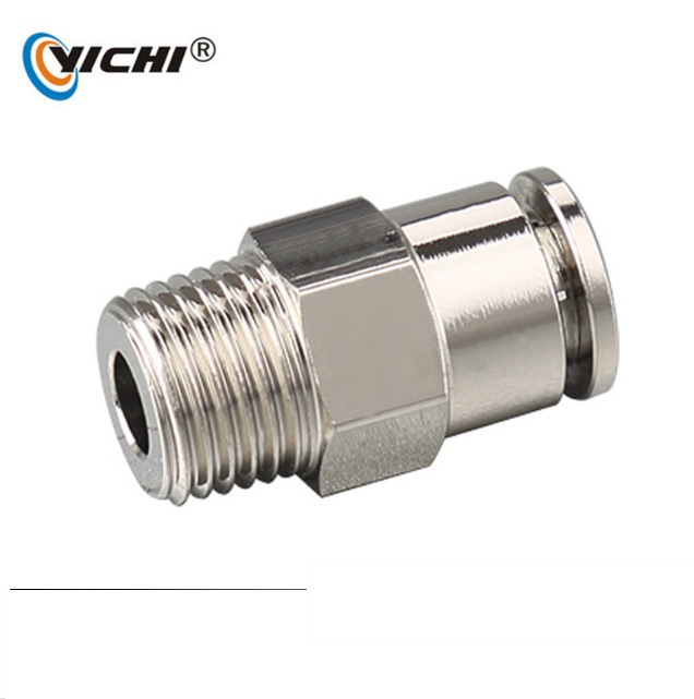 全铜镀镍快速接头PC8-02气管气动快插接头4-M5 6-01 10-02 12-04