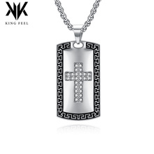 欧美复古满钻不锈钢十字架吊坠男士小众个性高品质穿搭项链饰品