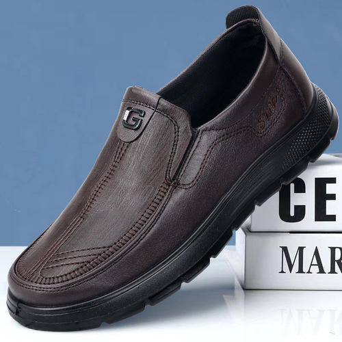 Factory wholesale 2024 new men's business casual leather shoes, middle-aged and elderly dad shoes, soft soles and soft surface work shoes