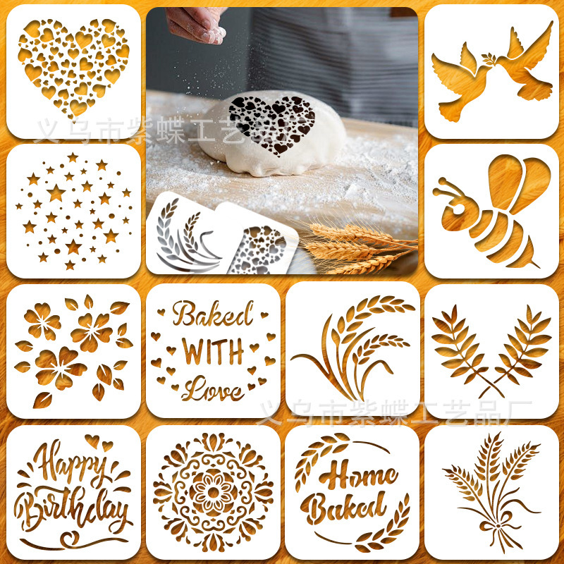 Cross-Border Cake Cooking Tools Painting Templates Bread Making Dusting Hollow Templates Pet Painting Templates Wholesale