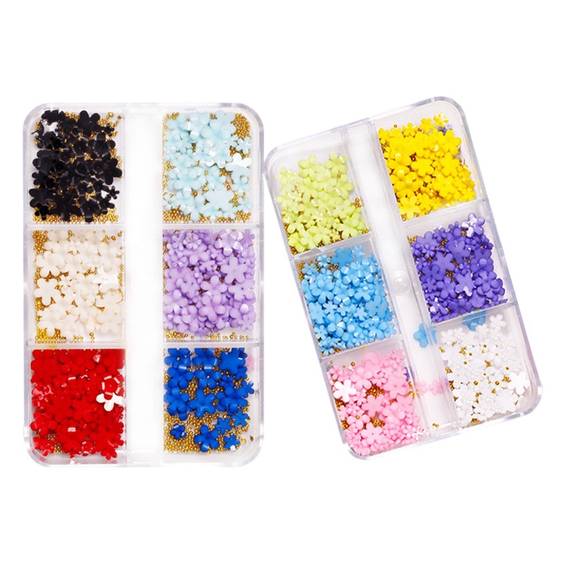 Nueva celebridad de Internet de resina de cinco pétalos de flores de uñas accesorios Estilo japonés mezclado elegante 3D tridimensional flor pequeña joyería de uñas