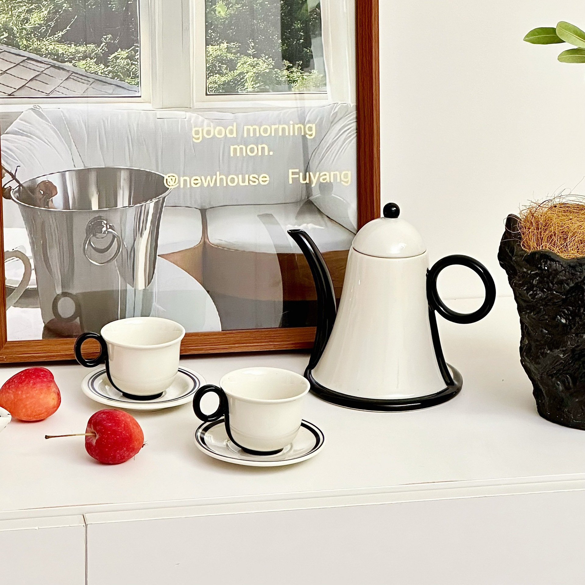 Light Luxury Scandinavian Cream Cup Set Ceramic Cup Water Cup Home Living Room Restaurant High-End Water Kettle Tea Cup Tea Set
