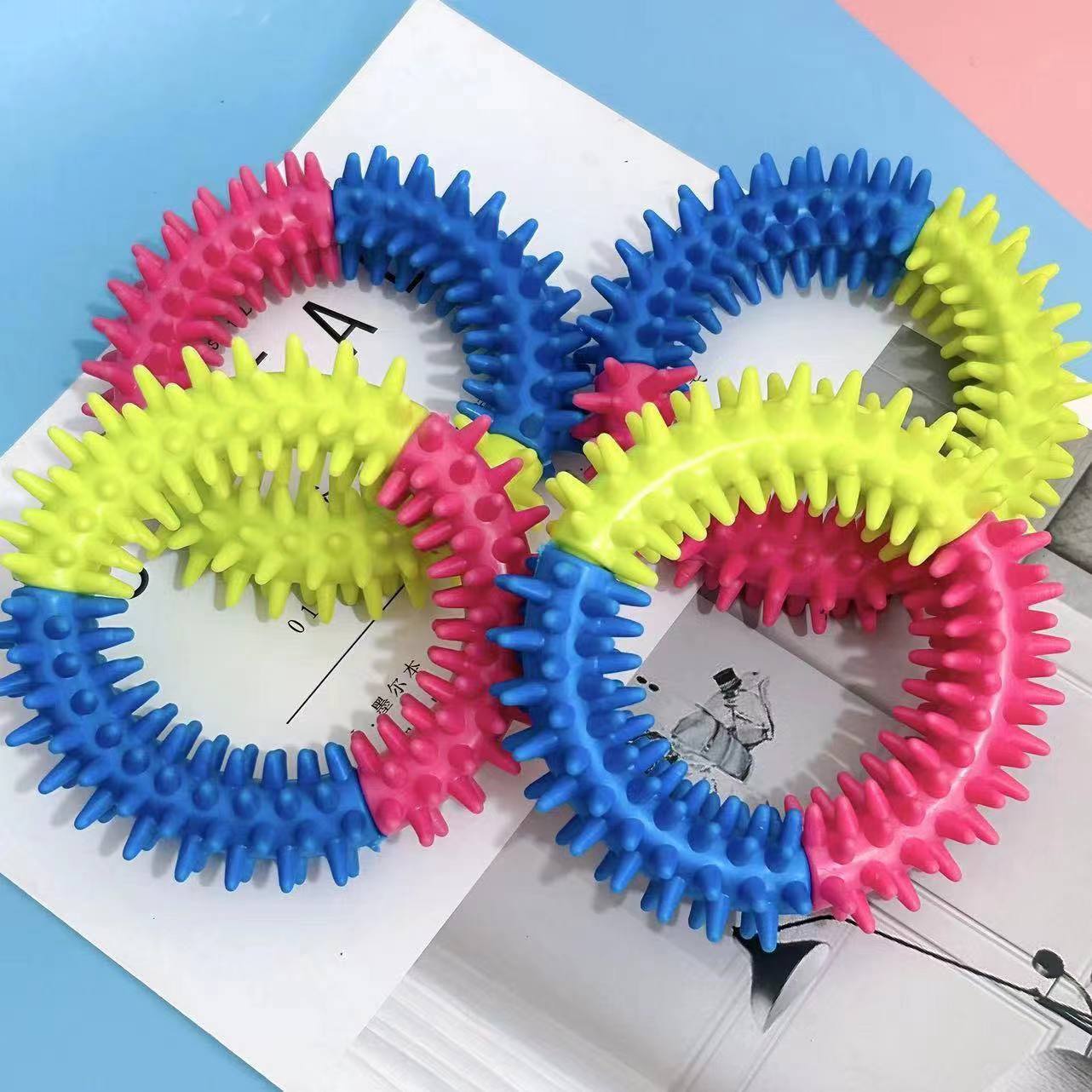 Juguete para perros molar tooth cleaning color TPR Thorn Ring Training Toy color costura perro juguete suministros para mascotas