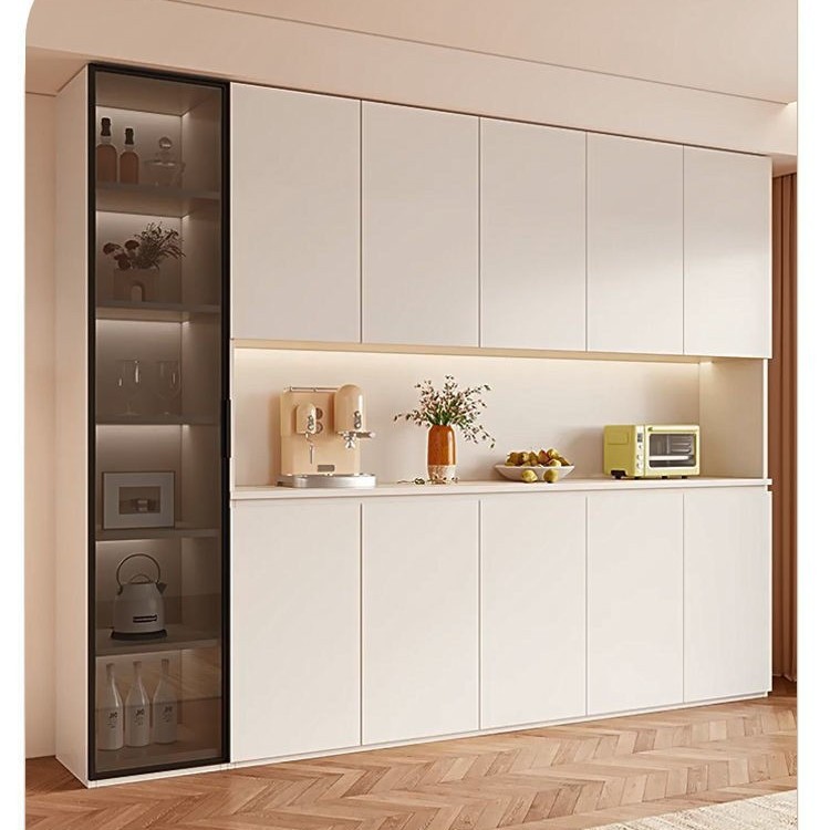 Gabinete de comedor de madera sólida, gabinete alto contra la pared, sala de estar, comedor, armario de almacenamiento, armario de cocina, armario de vino, armario de té moderno