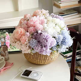 假花花束塑料花小束把花玫瑰绢布花干花家居摆设装饰花！