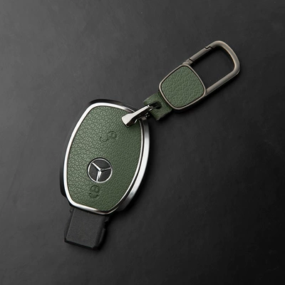 C-Class, S-Class, E-Class, Slc, V-Class, Gla, Car key bag - mercedes-benz-c-class-2-button-key-fob-olive-green-square-buckle