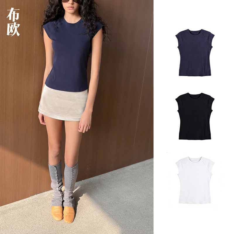 Nanyou Women's Clothing Ra New Product: "Clean and Stylish" Small Flying Sleeve Raglan Slim Fit T-Shirt, Simple and Elegant Versatile Top Nanyou Women's Clothing Ra New Product: "Clean and Stylish" Small Flying Sleeve Raglan Slim Fit T-Shirt, Simple and Elegant Versatile Top