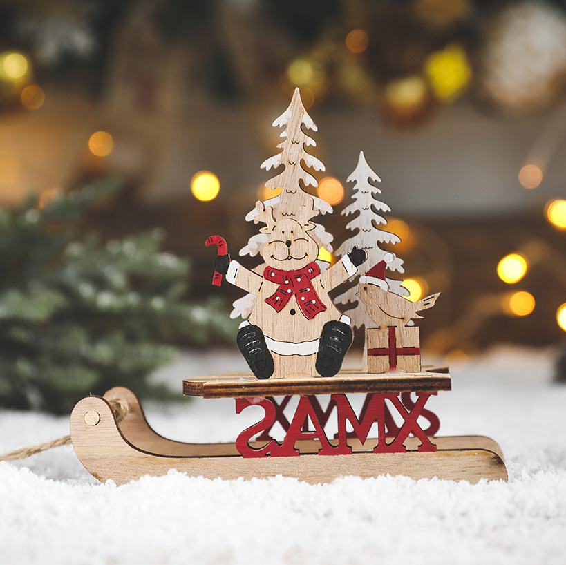 Transfronteriza nueva Navidad de madera creativa pequeños adornos colgantes adornos de Navidad decoraciones regalos