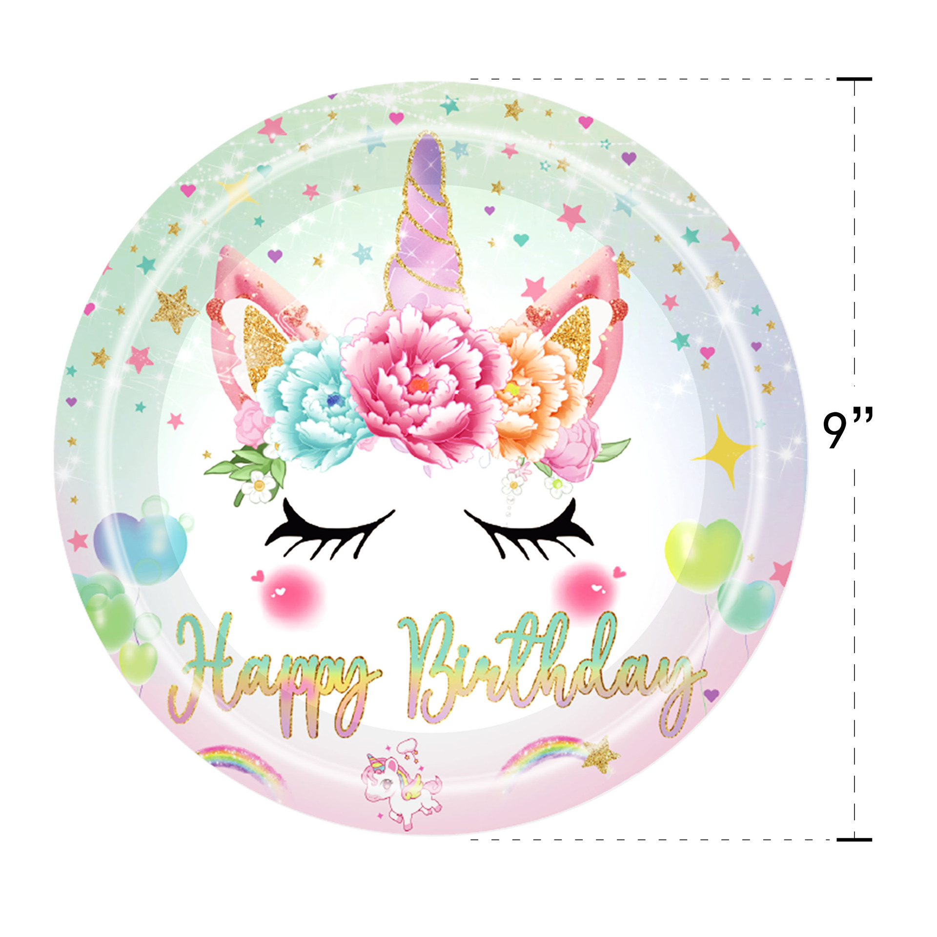 Bandeja de papel transfronteriza atmósfera de unicornio decoración del lugar tema de la princesa suministros de fiesta platos de papel juegos de vajilla desechables