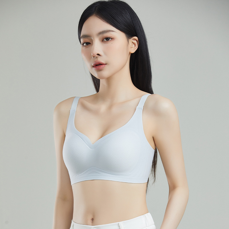 2024 nuevo producto de alta calidad sin marca ropa interior delgada gran pecho pequeño ajuste anti-caída sin anillo de acero sujetador