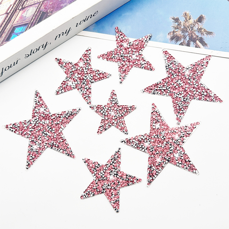 Diamante de diamante de pentaca rosa personalidad DIY cristal diamante de diamante de resina de diamante al por mayor joyas de ropa