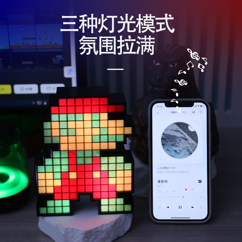 Super Mario LED signo de interrogación de carga de sonido luz de la noche de ladrillo cuadrado de escritorio USB inducción luz de la noche transfronteriza luz de la noche