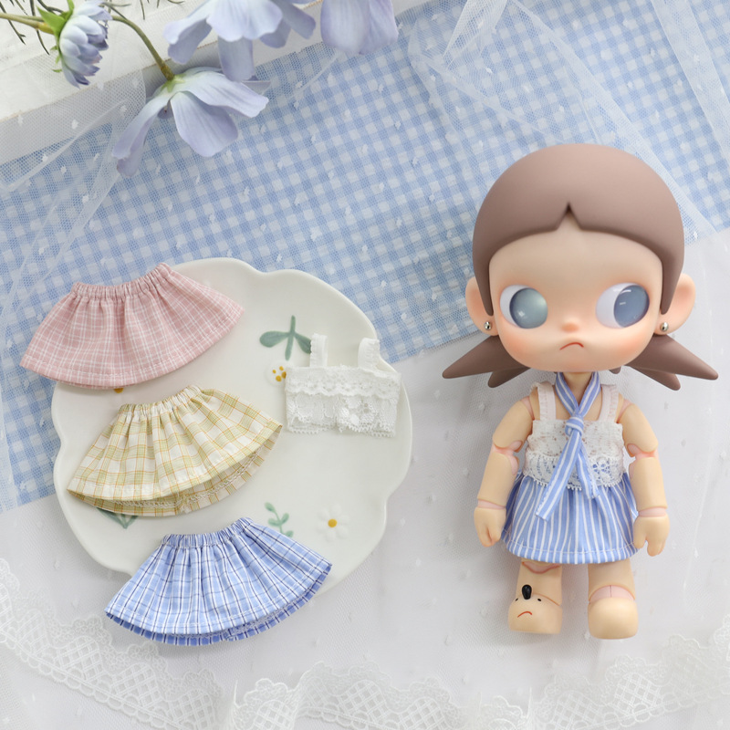 Zsiga Skirt 10cm Doll Fresh Plaid Skirt Doll Clothes Wholesale 6-Point Bjd Cotton Short Skirt