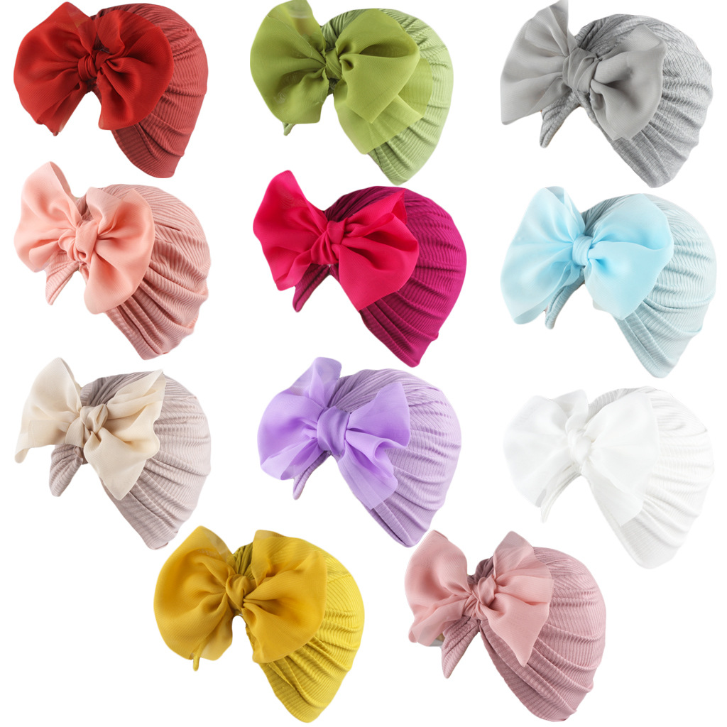 Baby Girl's Cute Solid Color Bowknot Baby Hat display picture 1