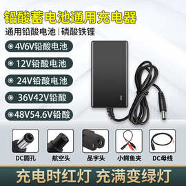 铅酸蓄电池通用4V6V7.5V12V24V36V42V48V54.6V磷酸铁锂充电器变灯