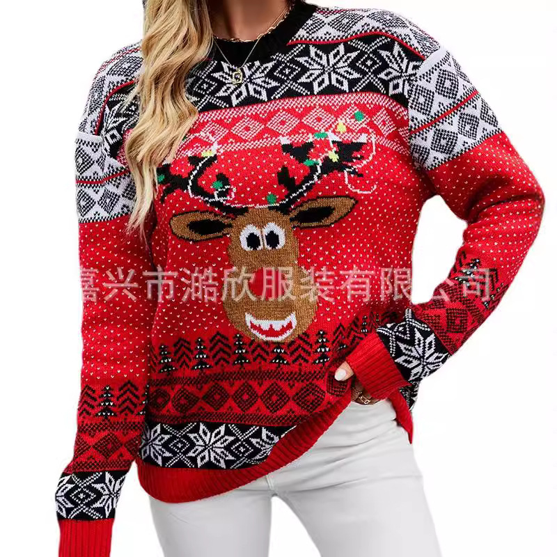 Autumn and winter Christmas tops women's foreign trade cross-border pullover women's sweaters Christmas new sweaters women's factory direct supply