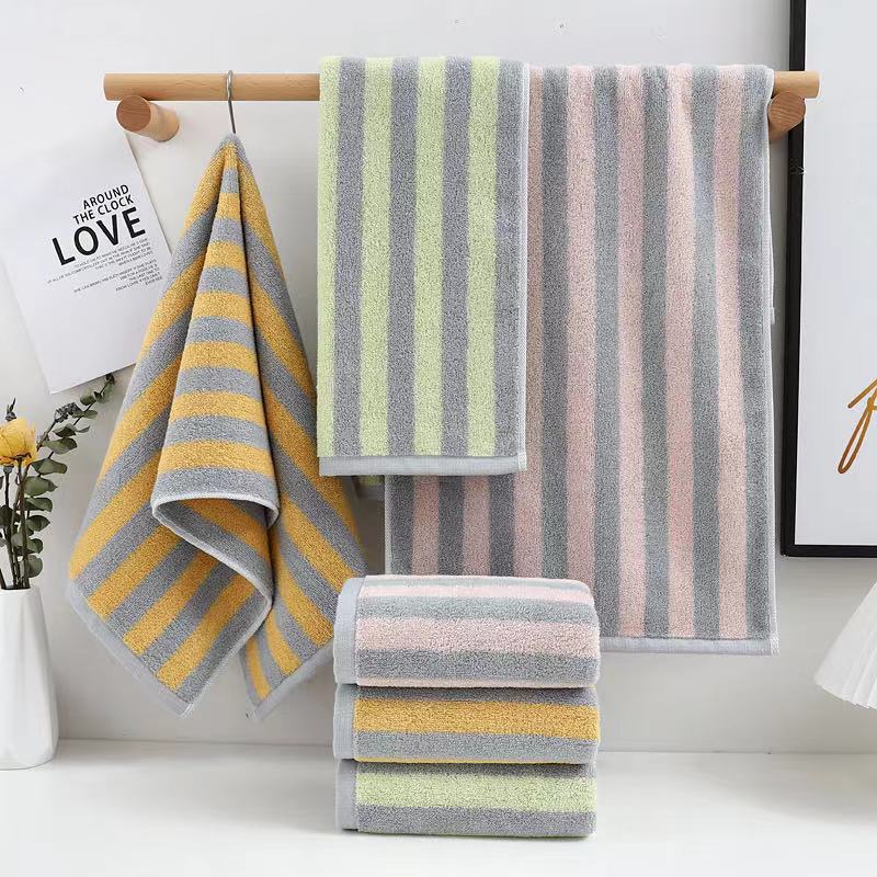 Jialiya 7621 Towel Pure Cotton Stripesd Cotton Fluffy Soft Absorbent Household Adult Couple Face Washcloth