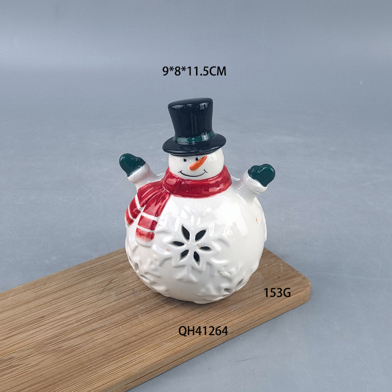 Lámpara electrónica de muñeco de nieve cerámica