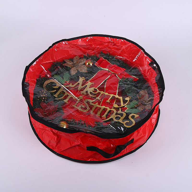 Bolsa de almacenamiento transparente de PVC para guirnaldas navideñas transfronterizas, decoración de árboles de Navidad, guirnalda redonda, bolsa colgante para regalo.