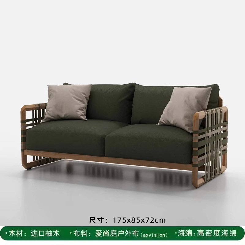 Sofá de madera maciza al aire libre terraza villa de caña silla de ocio combinación mesa de té al aire libre jardín patio muebles de casa modelo