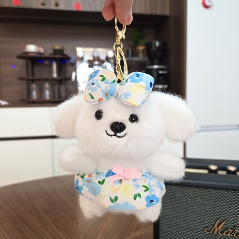 かわいい蝶ネクタイ子犬ペンダントぬいぐるみ人形フラワースカート犬バッグペンダントキーホルダー布人形人形|undefined