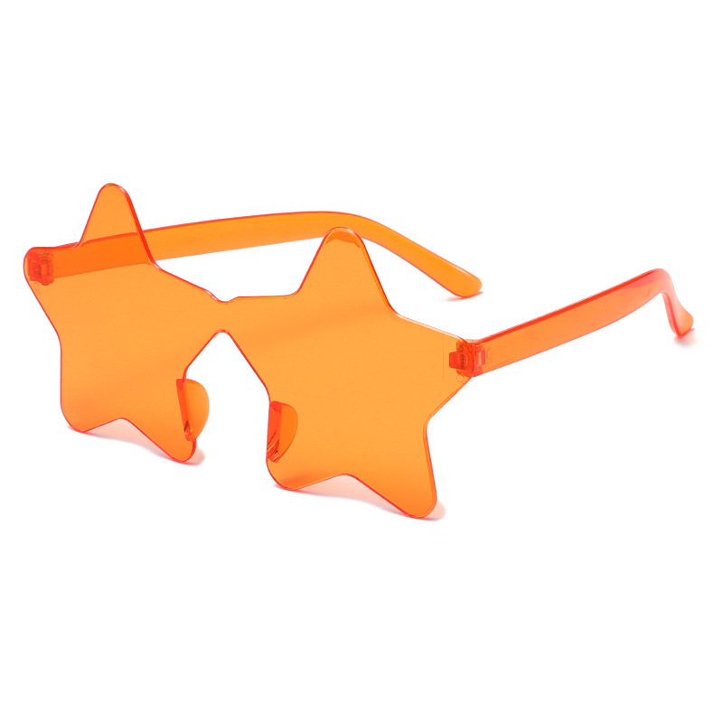 Juxin transfronteriza nueva personalidad color caramelo sin marco estrella gafas de sol fiesta fiesta extraña de cinco puntas de una pieza image 17