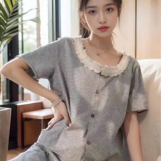 2024 Live Explosions Pajamas suit Women Can Wear Short Sleeve Shorts Three-Piece Home Clothes suit