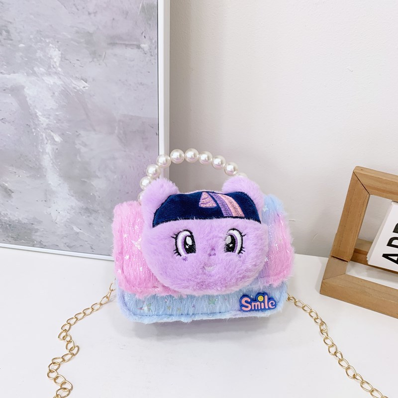 Bolsos infantiles otoño-invierno coreano niñas lindas bolsas de peludo, bolsas de peluche de moda para niñas, bolsas de perlas