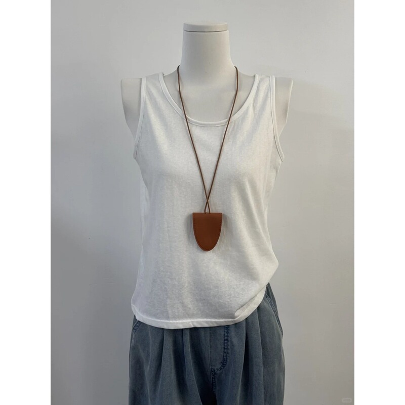 Simple U-Neck Snowflake Cotton and Linen Vest Women's Covering Emulsion Base Sleeveless Top Spring and Summer Basic Inner Sling