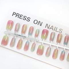 【皎瓏】夏季上新晶石貓眼穿戴甲暈染糖果色可愛甜美高級預製甲