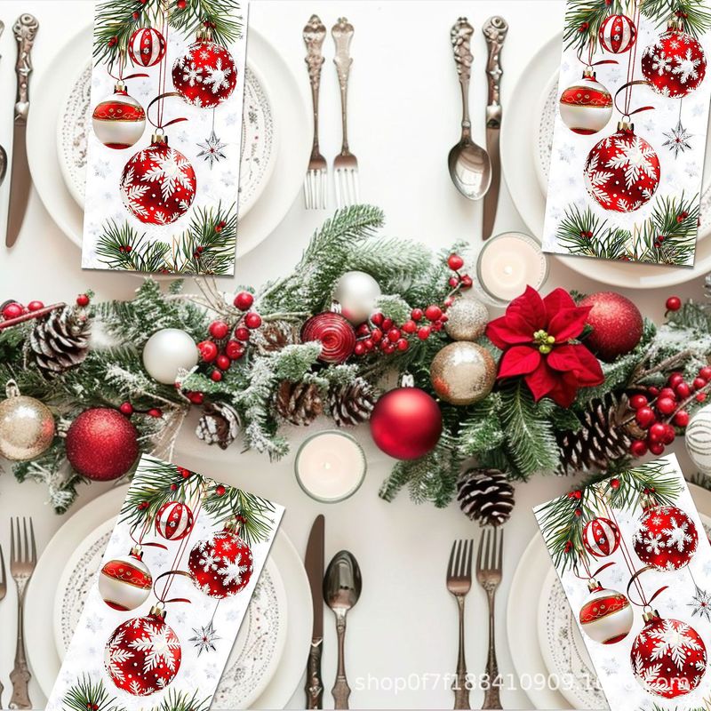 Czj075クリスマスクリスマスボールパーティークリスマスロングティッシュ祝日食器パーティー使い捨てティッシュ|undefined