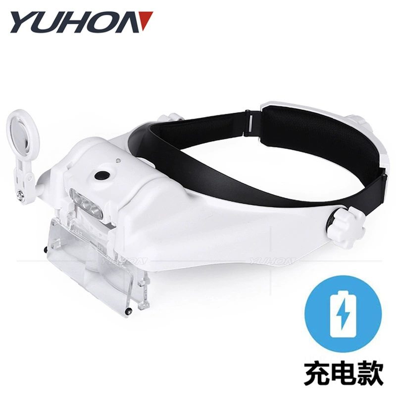 Шесть увеличение головной USB перезаряжаемый три светодиода увеличительное стекло объектива сменный чтение ремонт татуировки