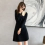 气质秋冬季翻领长袖连衣裙