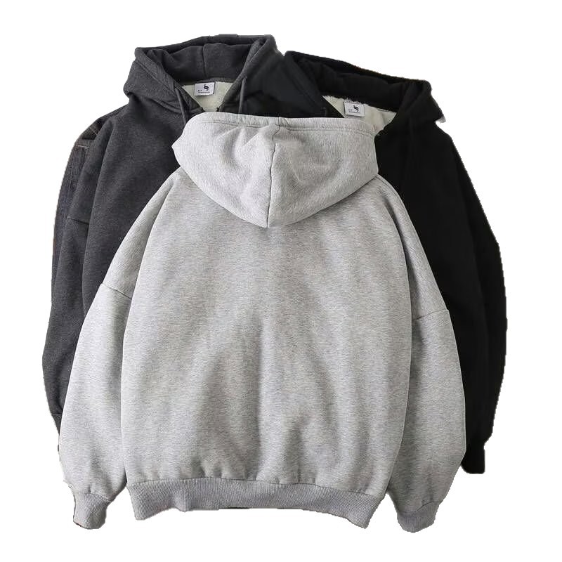 Fleece hoodie met rits voor koppels herfst en winter_voghion.com
