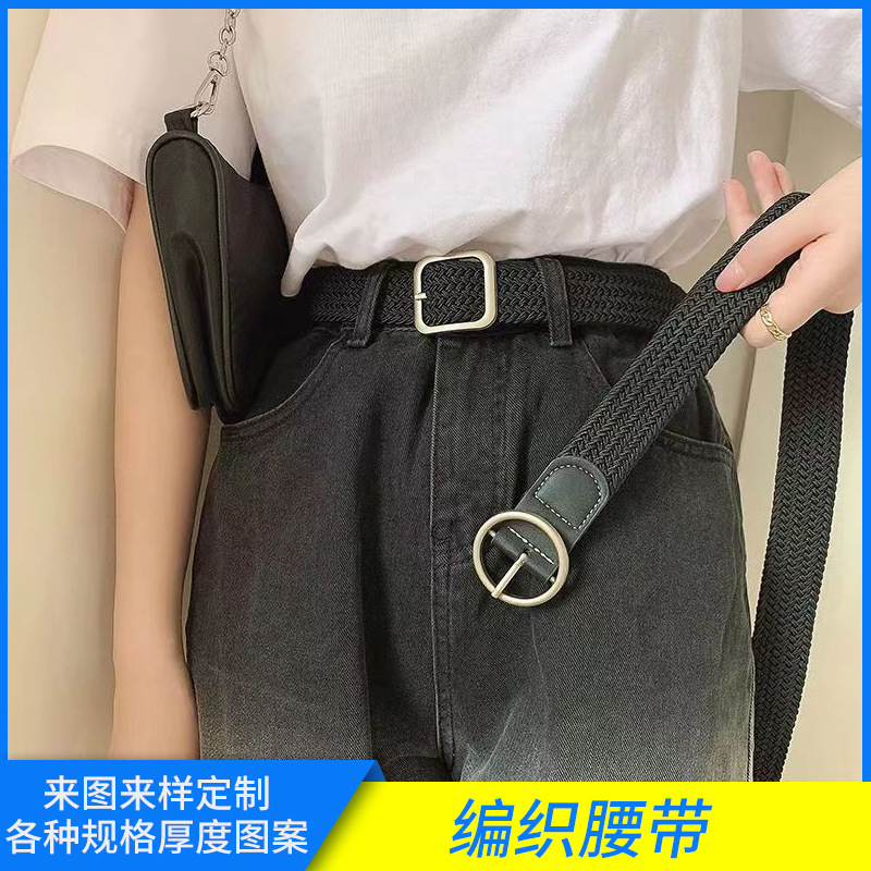 Network explosions ladies canvas belt men's elastic belt leisure elastic knitted buckle belt wholesale