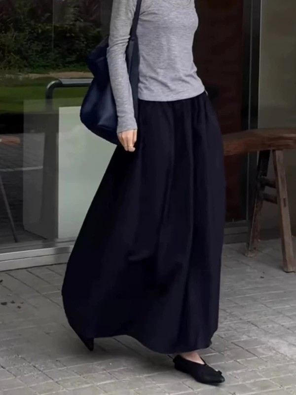 黒い花のつぼみの半身のスカートの女性の早秋の2025新型は腰を緩めて崩れて見えます。|undefined