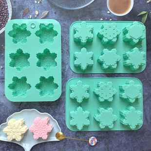 6 Christmas snowflake soap silicone mold handicraft candle making DIY cake baking mold 642
