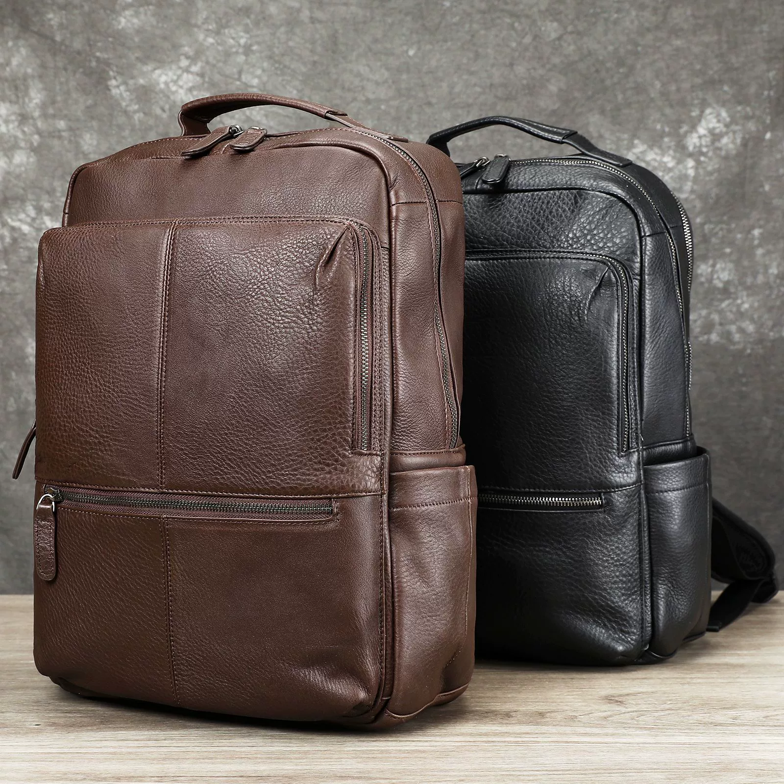 玛轮特 Backpack, leather capacious laptop, genuine leather, high-end, cowhide