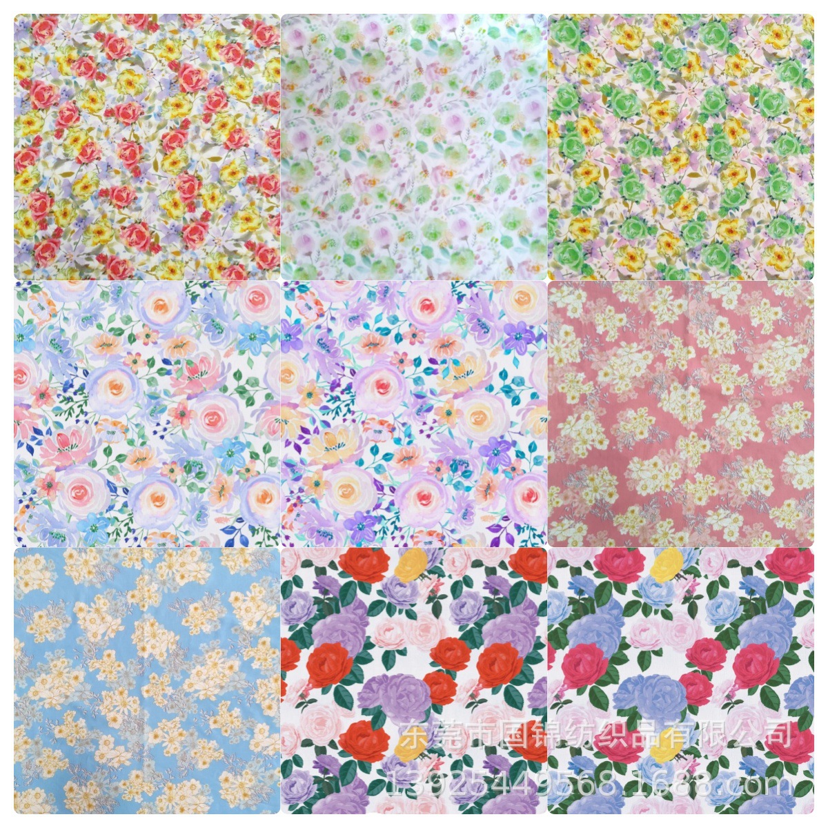田园玫瑰印花布 全棉60支高密府绸印花 童装女装服装面料