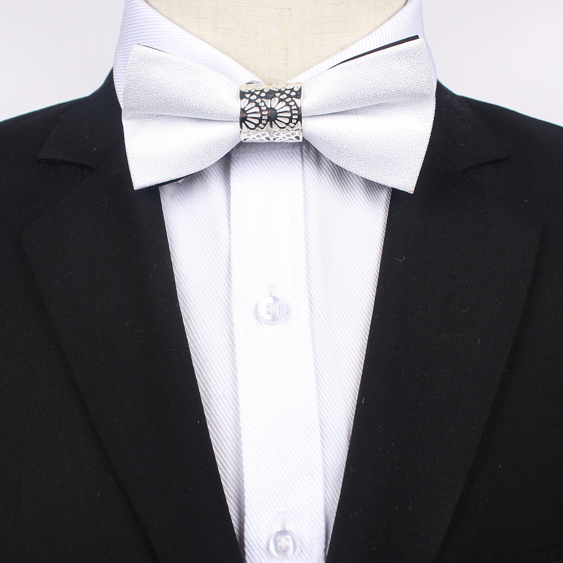 Metal bow tie with bow, suit