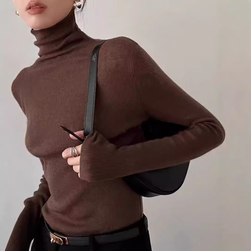 法式欧货精纺高领羊毛针织打底衫女高级感内搭修身显瘦毛衣上衣|undefined