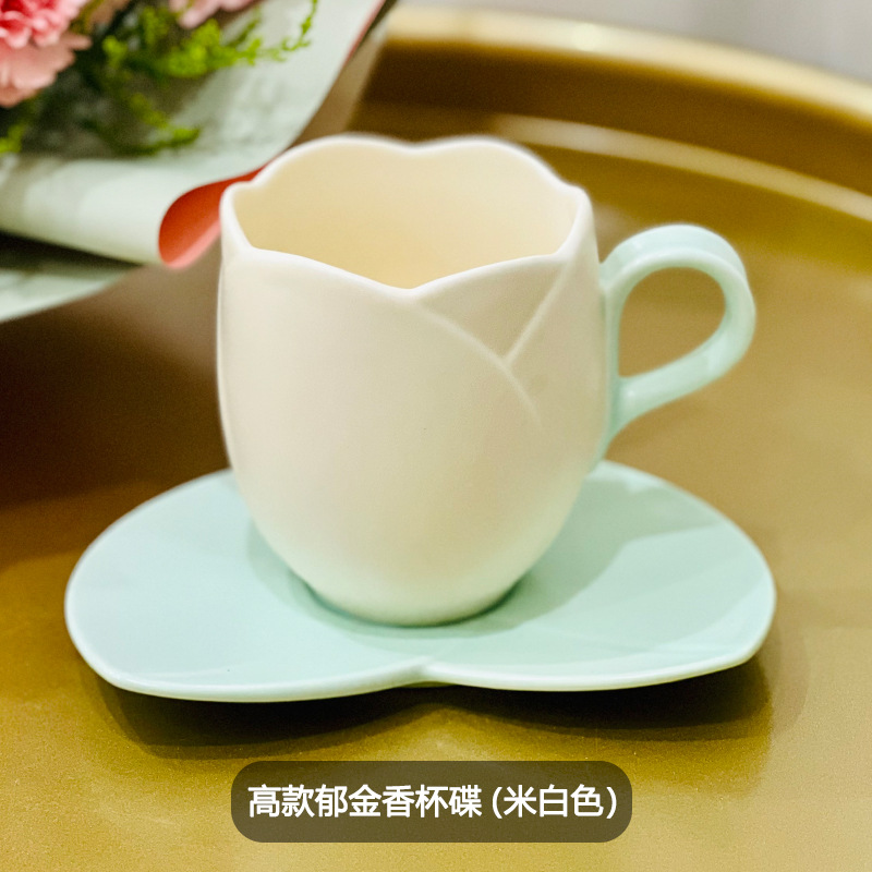 Taza de café de cerámica creativa y platillo desayuno leche tulipán taza de café traje de gran capacidad publicidad logo taza de café