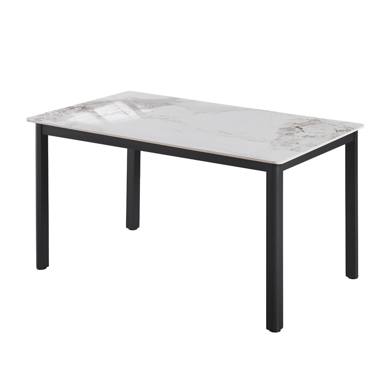 Mesa de comedor moderna minimalista de pizarra, mesa de comedor rectangular para uso doméstico, mesa pequeña con patas en forma de abanico para apartamento minimalista